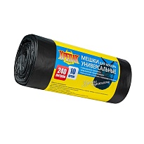 Мешки для мусора 240 л, черные, в рулоне 10 шт., ПНД 40 мкм, 1250х1000 мм, Крепак, 4607075710153 в Томске