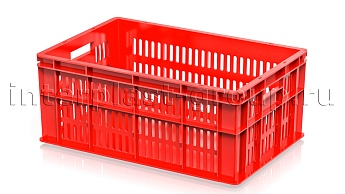 Ящик для молока, мяса, овощей и фруктов большая перфорация дно сплошное красный в Томске