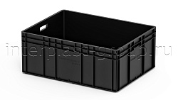 Евроконтейнер открытые ручки/усиленное дно 800х600х320 черный