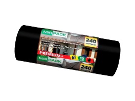 Мешки для мусора 240 л, ароматизированные, черные, в рулоне 10 шт., ПВД 45 мкм, 1300х930 мм, PREMIUM+, 24010830 в Томске