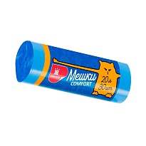 Мешки для мусора 20 л, синие, в рулоне 30 шт., ПНД, 8 мкм, 500х400 мм, Comfort, М0017 (МН 20-30с) в Томске