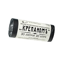 Мешки для мусора 30 л, черные, в рулоне 20 шт., ПНД, 7 мкм, 560х440 мм, Крепаномъ, 4607075710580 в Томске