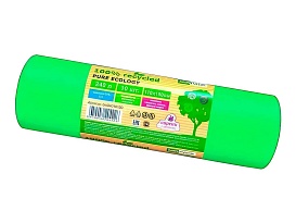 Мешки для мусора 240 л, ароматизированные, биоразлагаемые, зеленые, в рулоне 10 шт., ПВД 40 мкм, 1500х1100 мм, PURE ECOLOGY, bio24010120 в Томске