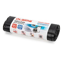 Мешки для мусора 60 л, черные, в рулоне 20 шт., ПНД, 10 мкм, 700х600 мм, LAIMA, 601381 в Томске