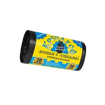 Мешки для мусора 20 л, с ушками, черные, в рулоне 30 шт., ПНД, 10 мкм, 550х440 мм, Крепакоф, 4607075710405 в Томске Мешки для мусора 20 л, с ушками, черные, в рулоне 30 шт., ПНД, 10 мкм, 550х440 мм, Крепакоф, 4607075710405 в Томске