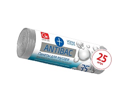 Мешки для мусора 35 л, серые, в рулоне 25 шт., ПНД, 9 мкм, 560х530 мм, GRIFON ANTIBAC, 101-128 в Томске Мешки для мусора 35 л, серые, в рулоне 25 шт., ПНД, 9 мкм, 560х530 мм, GRIFON ANTIBAC, 101-128 в Томске