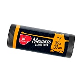 Мешки для мусора 30 л, черные, в рулоне 30 шт., ПНД, 7 мкм, 560х480 мм, Comfort, М0291 (МН 30-30ч)