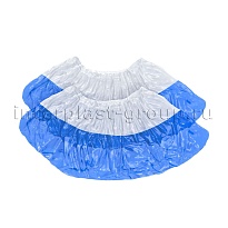 Бахилы бело-синие 1000 шт (500 пар), 48 мкм, двойная подошва, с одной резинкой, Эконом+ в Томске Бахилы бело-синие 1000 шт (500 пар), 48 мкм, двойная подошва, с одной резинкой, Эконом+ в Томске