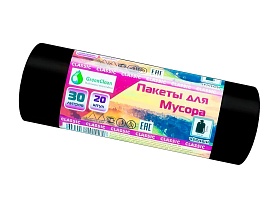 Мешки для мусора 30 л, черные, в рулоне 20 шт., ПНД, 7 мкм, 600х500 мм, MIRPACK Classik, 302040 в Томске