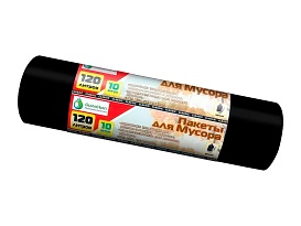 Мешки для мусора 120 л, черные, в рулоне 10 шт., ПНД, 12 мкм, 1100х700 мм, MIRPACK Classik, 1201011 в Томске