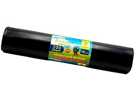 Мешки для мусора 200 л, ароматизированные, черные, в рулоне 10 шт., ПВД, 100 мкм, 1200х800 мм, Добрыня, Dob20010black в Томске