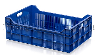 Ящик для овощей, фруктов и ягод перфорированный синий в Томске Ящик для овощей, фруктов и ягод перфорированный синий в Томске