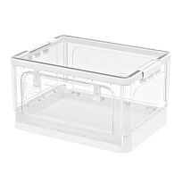 Ящик пластиковый складной прозрачный, дно белое, 490х360х280 мм, с колесиками в Томске