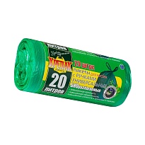 Мешки для мусора 20 л, биоразлагаемые, с ручками, черные, в рулоне 30 шт., ПНД, 10 мкм, 550х440 мм, Крепак, 4607075710047 в Томске