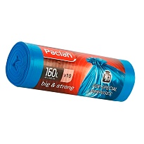 Мешки для мусора 160 л, синие, в рулоне 10 шт., ПВД, 21 мкм, 1200х870 мм, PACLAN Big&Strong, 604075 в Томске