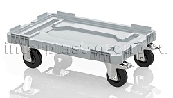 Тележка пластиковая сплошная 2 колеса с тормозом серая