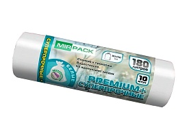 Мешки для мусора 180 л, ароматизированные, белые, в рулоне 10 шт., ПВД, 35 мкм, 1100х930 мм, PREMIUM+, 180105302 в Томске