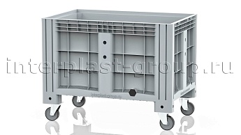 Контейнер iBox сплошной на колесах с пробкой 2 дюйма серый в Томске