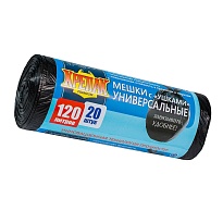 Мешки для мусора 120 л, с ушками, черные, в рулоне 20 шт., ПНД, 15 мкм, 1100х700 мм, Крепак, 4607075710368 в Томске Мешки для мусора 120 л, с ушками, черные, в рулоне 20 шт., ПНД, 15 мкм, 1100х700 мм, Крепак, 4607075710368 в Томске