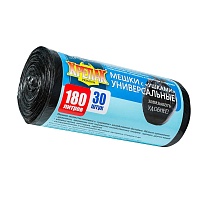 Мешки для мусора 180 л, с ушками, черные, в рулоне 30 шт., ПНД, 20 мкм, 1150х800 мм, Крепак, 4607075710399 в Томске Мешки для мусора 180 л, с ушками, черные, в рулоне 30 шт., ПНД, 20 мкм, 1150х800 мм, Крепак, 4607075710399 в Томске