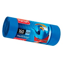Мешки для мусора 160 л, с ушками, синие, в рулоне 10 шт., ПВД, 30 мкм, 1250х900 мм, PACLAN Multitop, 604064 в Томске