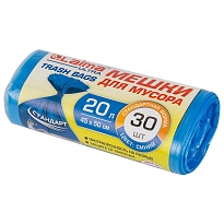 Мешки для мусора 20 л, синие, в рулоне 30 шт., ПНД, 8 мкм, 500х450 мм, LAIMA, 607682 в Томске