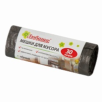 Мешки для мусора 30 л, черные, в рулоне 20 шт., ПНД, 5 мкм, 550х470 мм, Любаша эконом, 605329 в Томске Мешки для мусора 30 л, черные, в рулоне 20 шт., ПНД, 5 мкм, 550х470 мм, Любаша эконом, 605329 в Томске