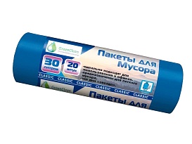 Мешки для мусора 30 л, синие, в рулоне 20 шт., ПНД, 7 мкм, 600х500 мм, MIRPACK Classik, 302041 в Томске