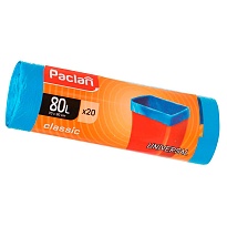 Мешки для мусора 80 л, синие, в рулоне 20 шт., ПНД, 12 мкм, 900х700 мм, PACLAN Classic, 606335 в Томске