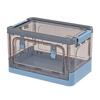 Ящик пластиковый складной прозрачный коричневый, дно синее, 360х235х230 мм, с колесиками в Томске