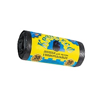 Мешки для мусора 30 л, с ушками, черные, в рулоне 30 шт., ПНД, 8 мкм, 580х460 мм, Крепакоф, 4607075710238 в Томске Мешки для мусора 30 л, с ушками, черные, в рулоне 30 шт., ПНД, 8 мкм, 580х460 мм, Крепакоф, 4607075710238 в Томске