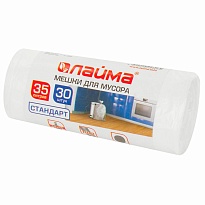 Мешки для мусора 35 л, белые, в рулоне 30 шт., ПНД, 6 мкм, 550х480 мм, LAIMA, 605538 в Томске