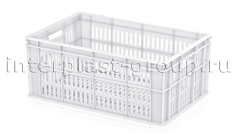 Ящик для молока, мяса, овощей и фруктов большая перфорация дно сплошное белый в Томске